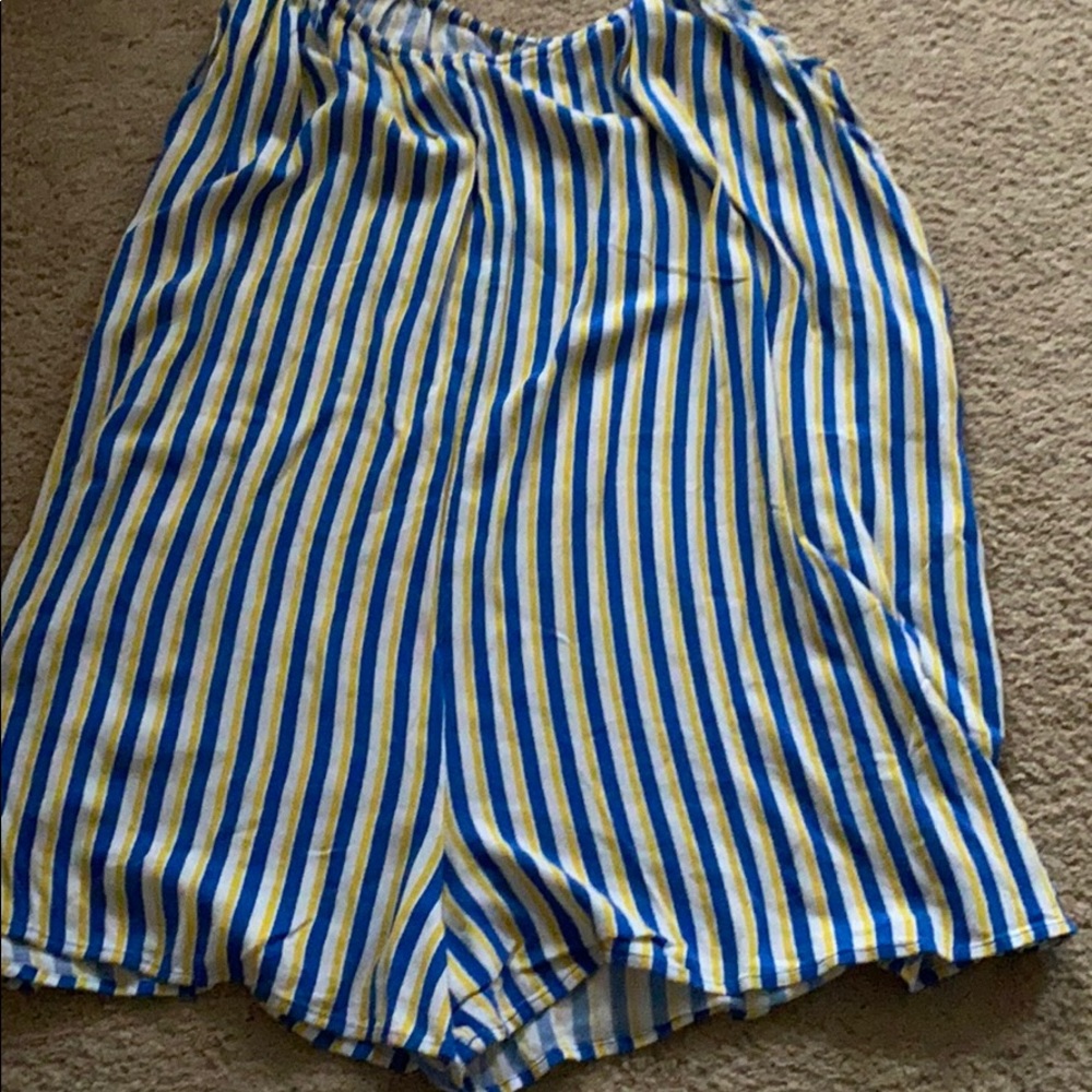 blue and yellow romper